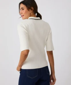 Pull col polo maille côtelée