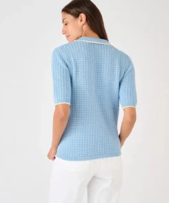 Pull col polo maille gaufrée