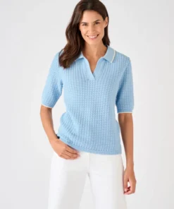 Pull col polo maille gaufrée