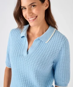 Pull col polo maille gaufrée