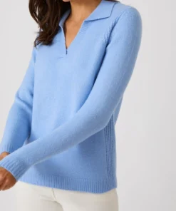 Pull col polo ouvert fantaisie côtelée