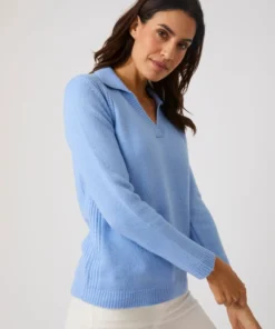 Pull col polo ouvert fantaisie côtelée