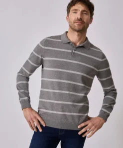 Pull col polo rayé