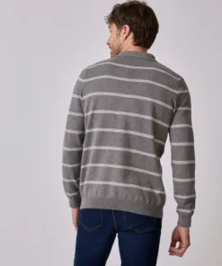 Pull col polo rayé