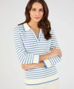 Pull col polo rayé