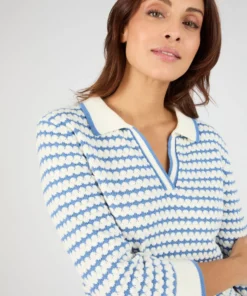 Pull col polo rayé