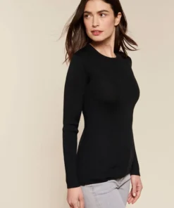 Pull col rond 50% laine mérinos, uni et rayé