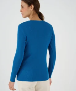 Pull col rond 50% laine mérinos, uni et rayé