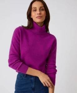 Pull col roulé pur cachemire