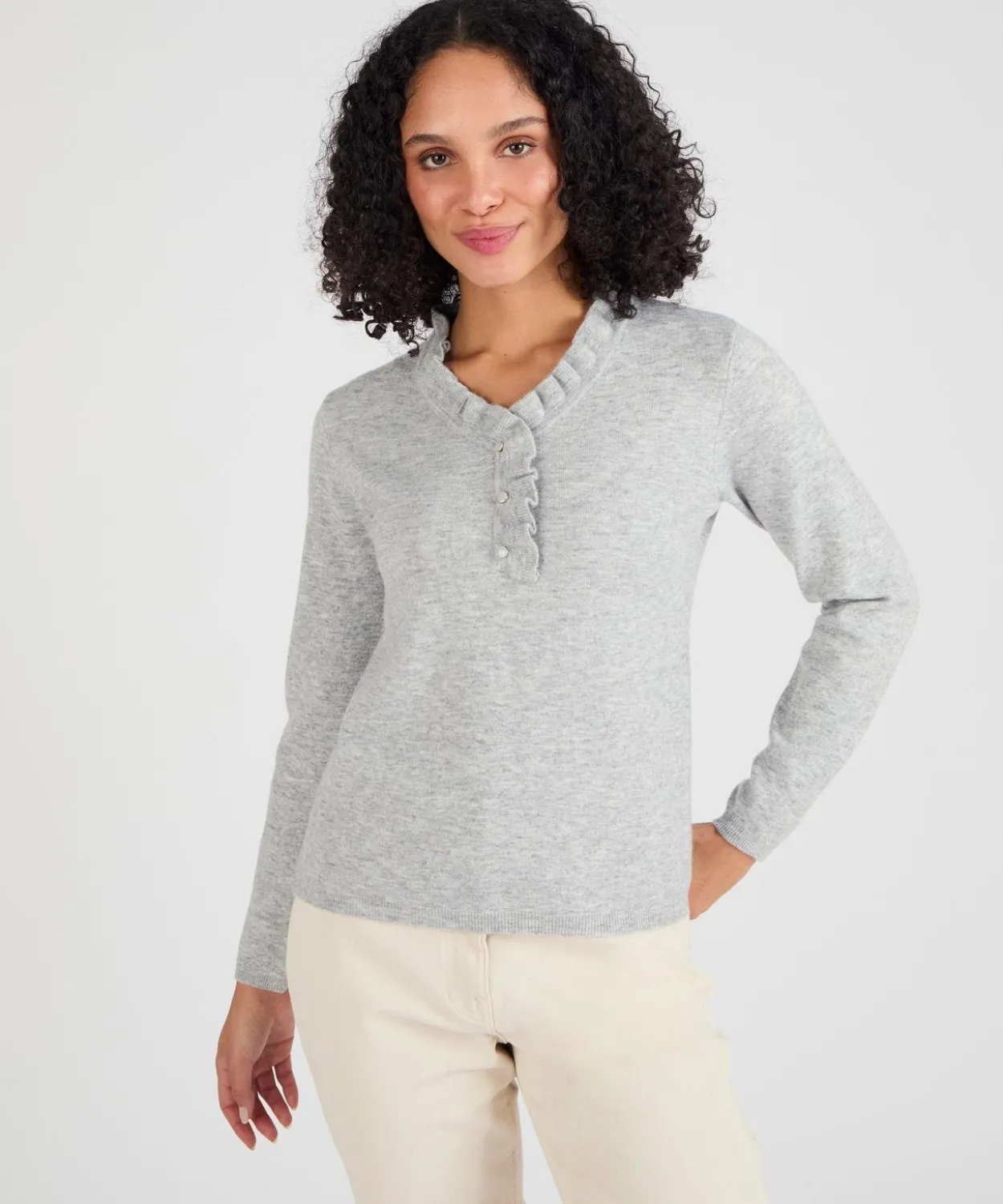 Pull col à volant mélange laine Thermolactyl