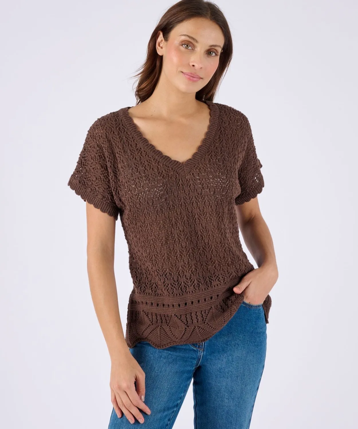Pull en maille pointelle