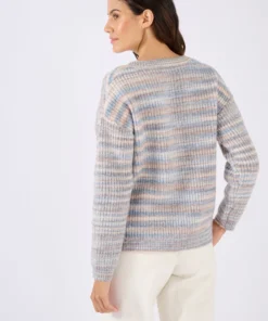 Pull fil mouliné à effet de rayures