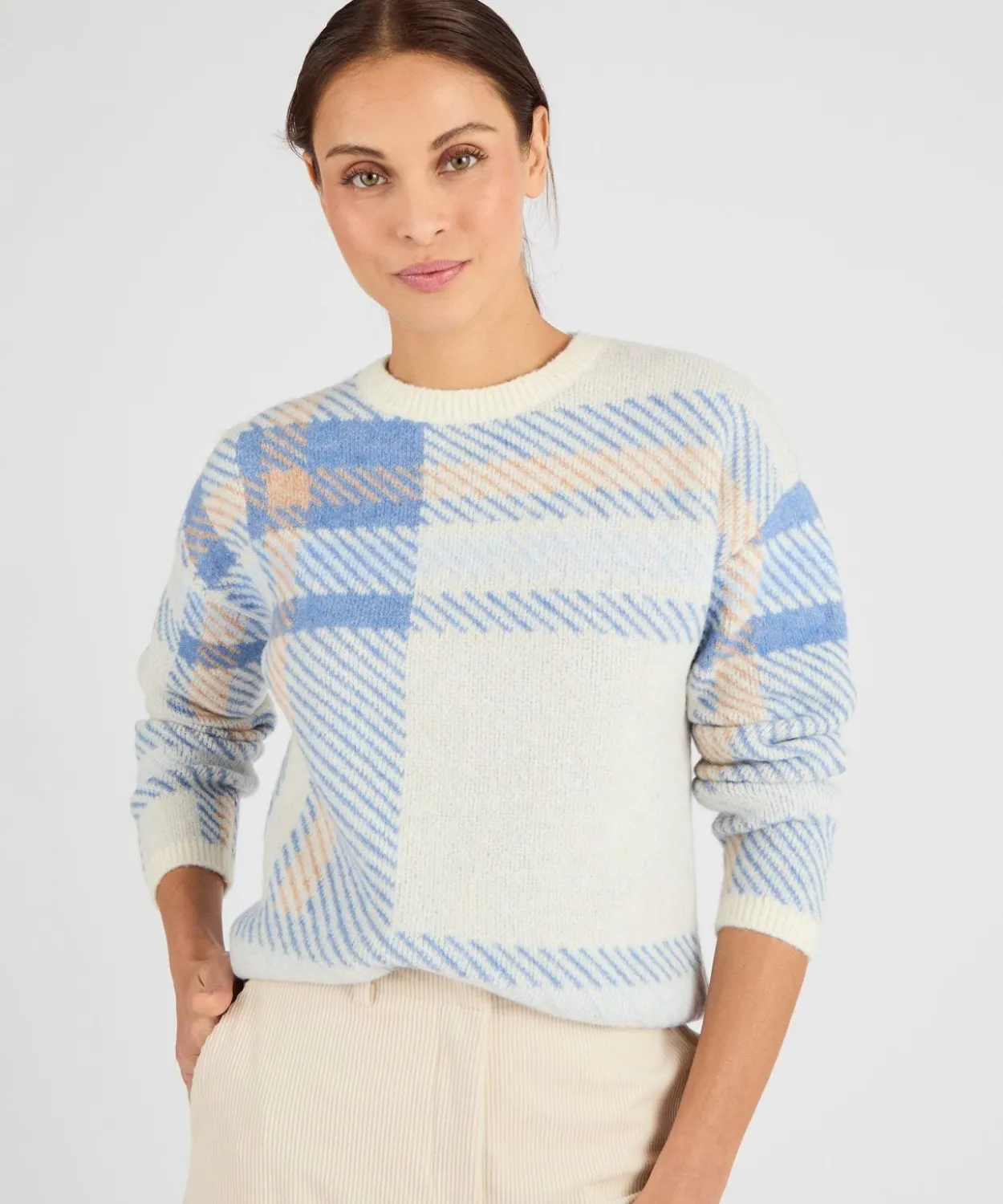 Pull jacquard à carreaux Thermolactyl