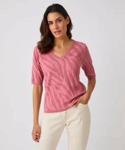 Pull jeu de maille motif zébré