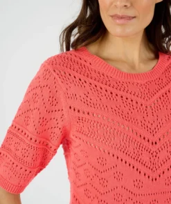 Pull maille ajourée manches aux coudes