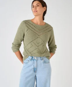 Pull maille ajourée pur coton