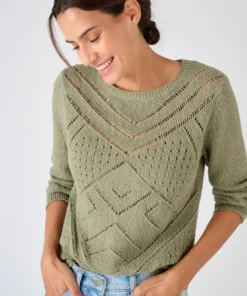 Pull maille ajourée pur coton