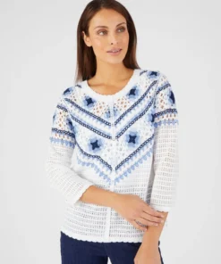 Pull maille crochet colorée