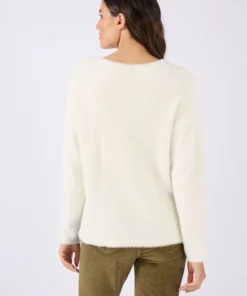Pull maille poilue à motif végétal brillant