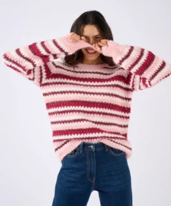 Pull manches ballon rayé