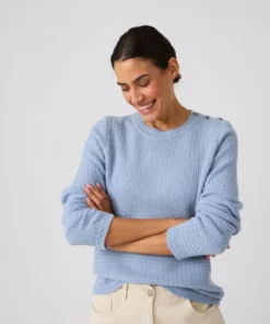 Pull mélange laine boutons épaule