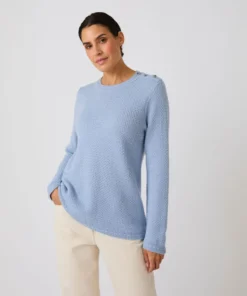 Pull mélange laine boutons épaule