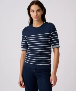 Pull rayé manches aux coudes
