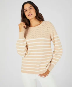 Pull rayures et maille ajourée Thermolactyl