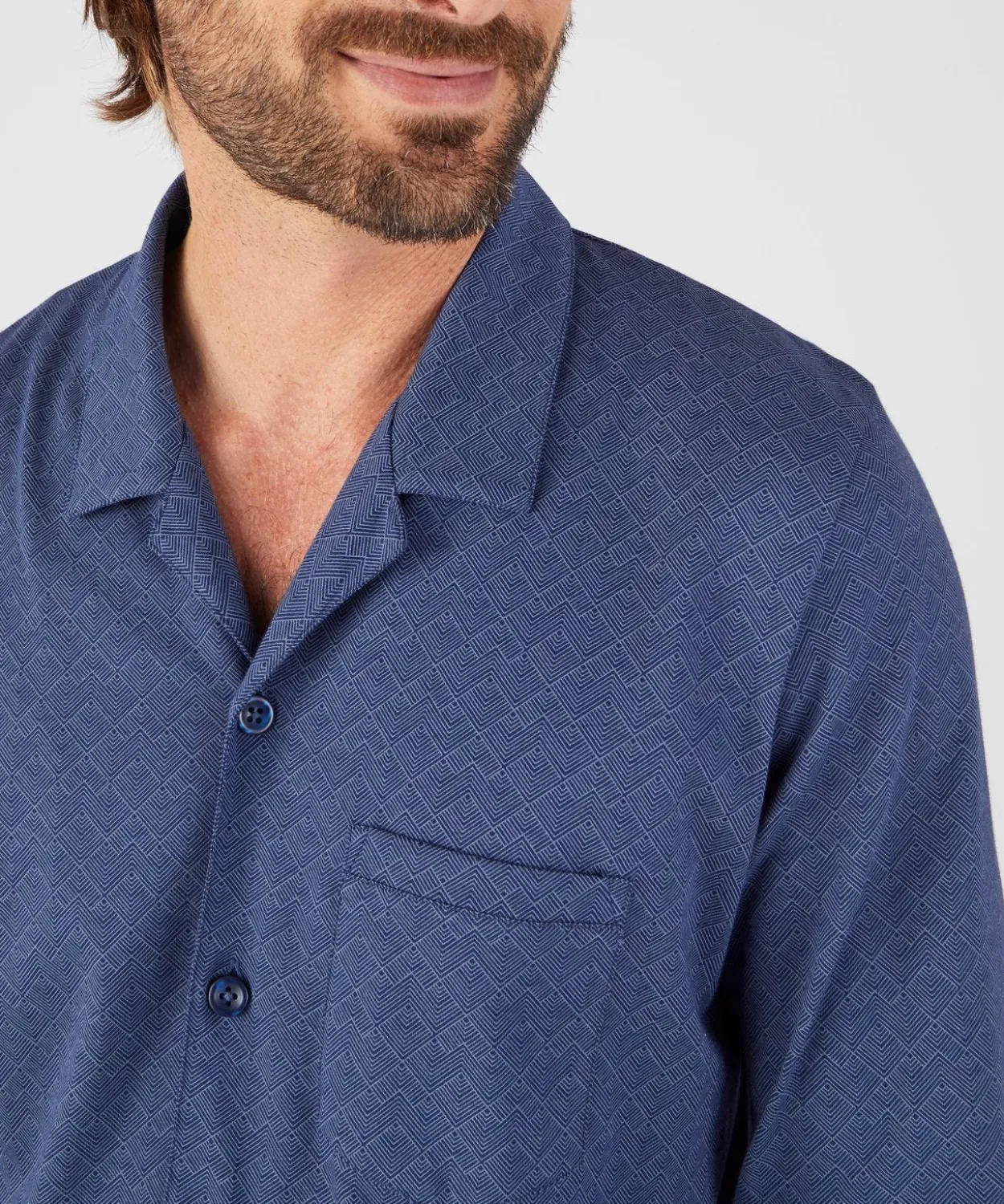 Pyjama boutonné maille jersey pur coton peigné