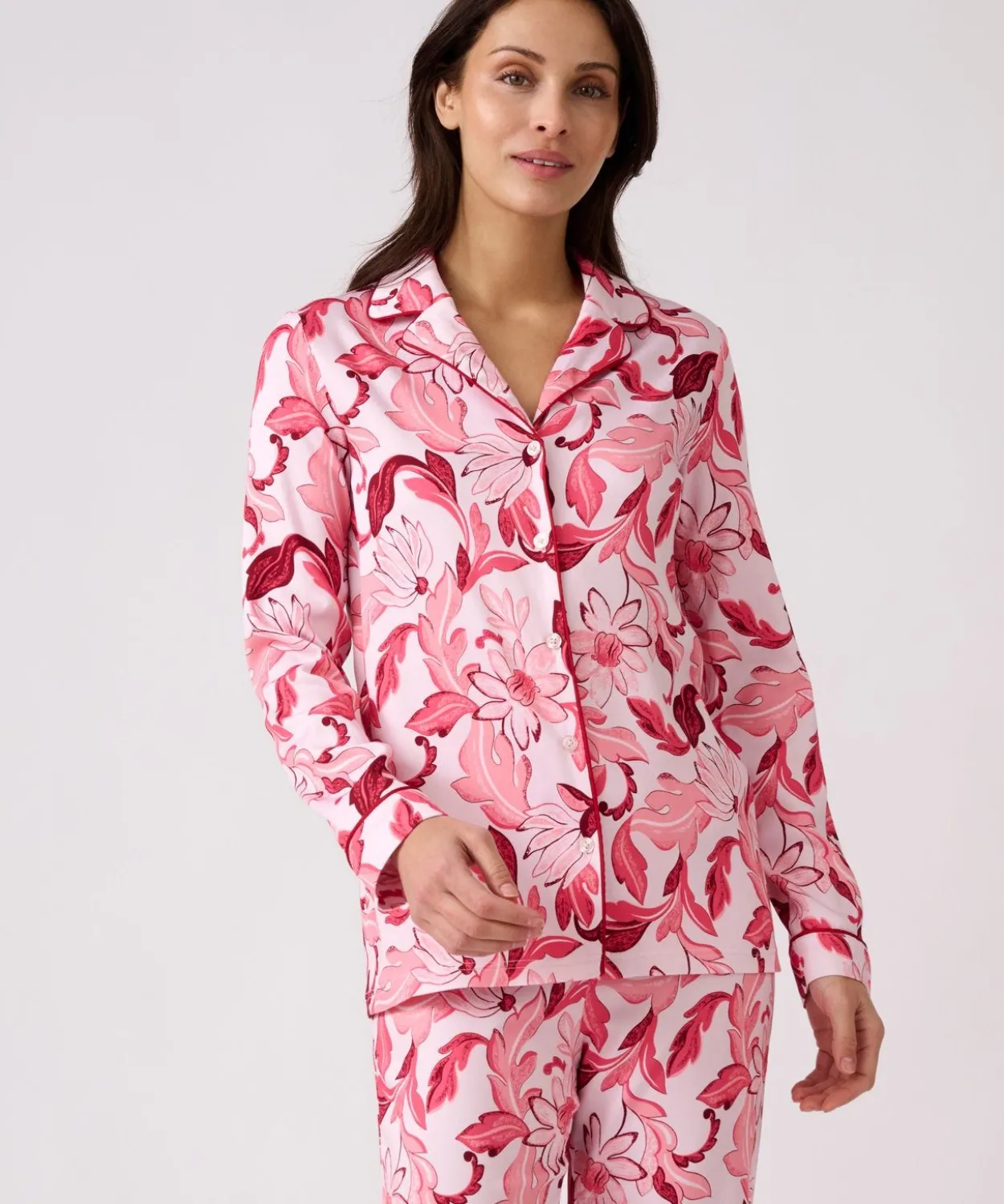 Pyjama boutonné tissu satiné