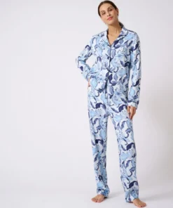 Pyjama boutonné tissu satiné