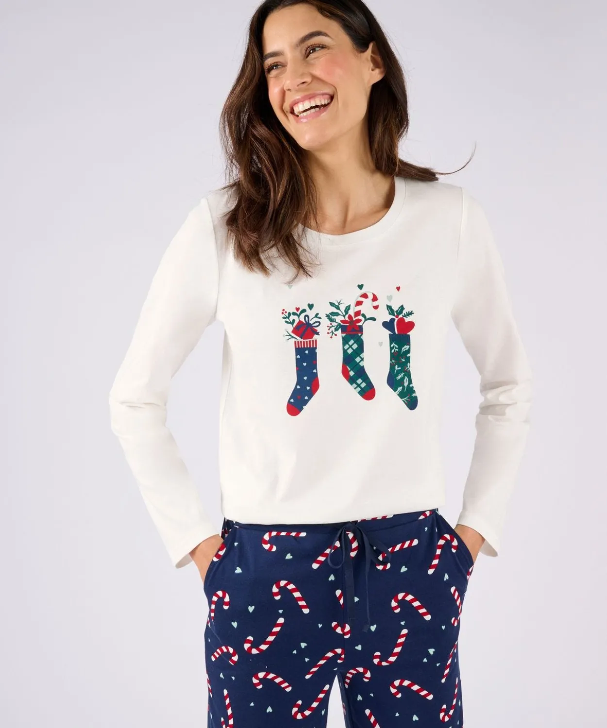 Pyjama de Noël en maille jersey pur coton peigné