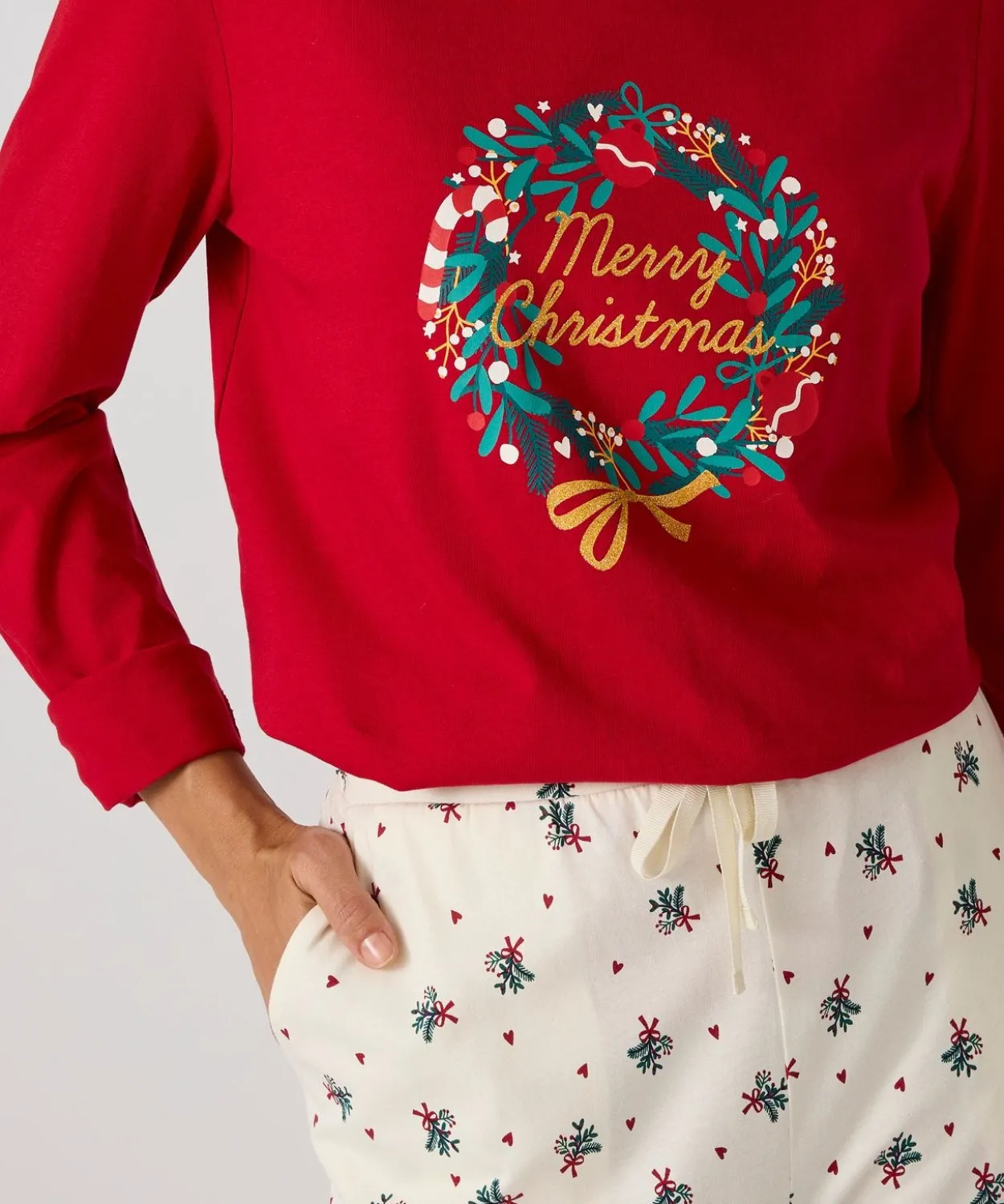 Pyjama de Noël en maille jersey pur coton peigné