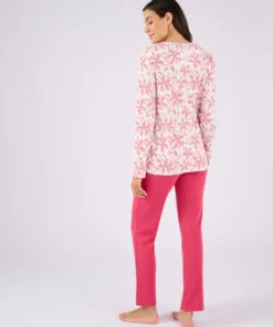 Pyjama maille côtelée, intérieur légèrement gratté