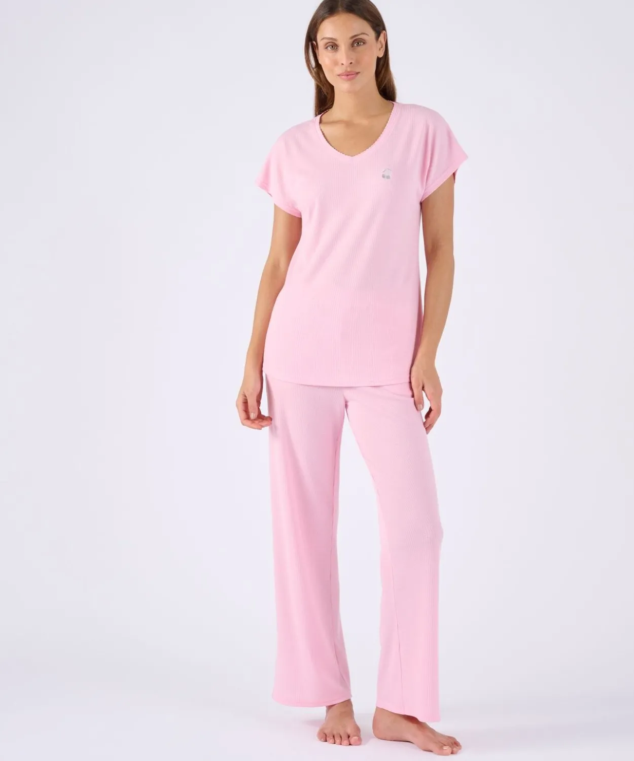 Pyjama 7/8ème en maille gaufrée