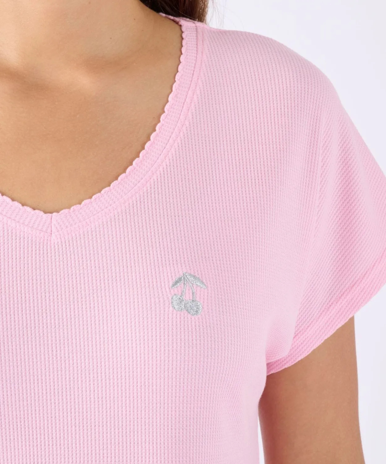 Pyjama 7/8ème en maille gaufrée