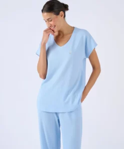 Pyjama 7/8ème en maille gaufrée