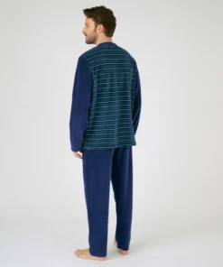 Pyjama velours rayé mélange coton