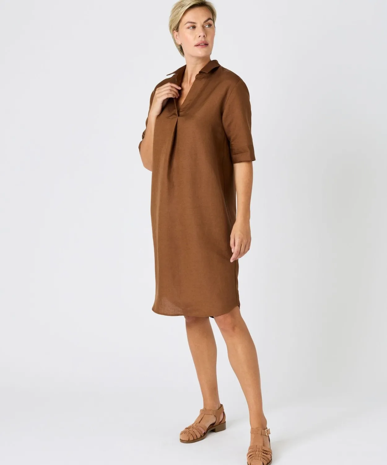 Robe caftan mélange lin