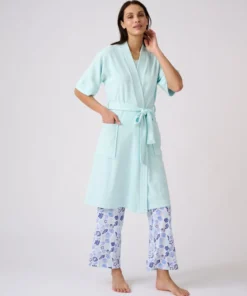 Robe de chambre forme kimono, maille bouclette