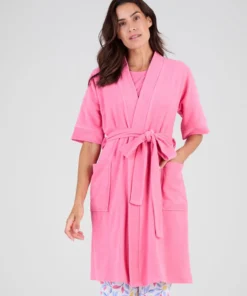 Robe de chambre forme kimono, maille bouclette
