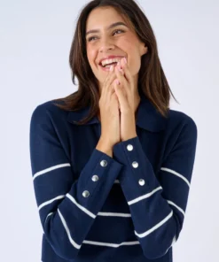 Robe-pull col polo rayée