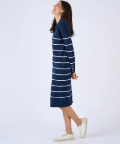 Robe-pull col polo rayée