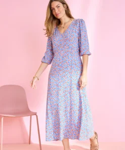 Robe tissu crêpe imprimé tulipes