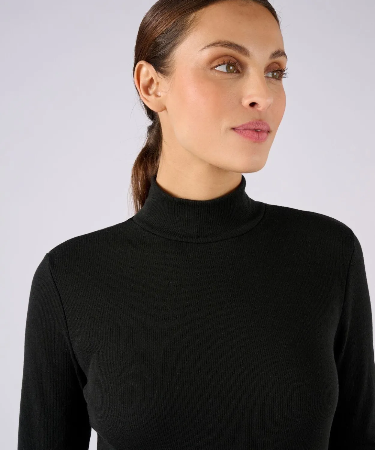 Sous-pull col montant Thermolactyl et soie en maille côtelée