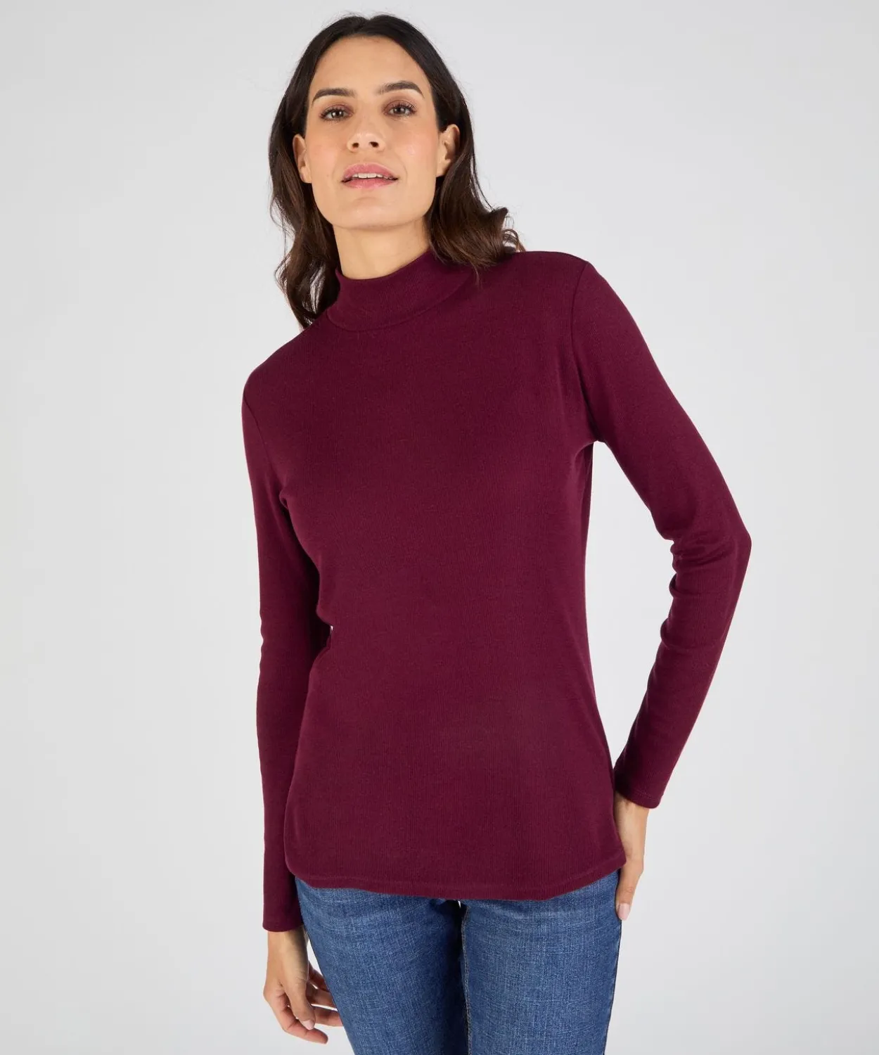 Sous-pull col montant Thermolactyl et soie en maille côtelée