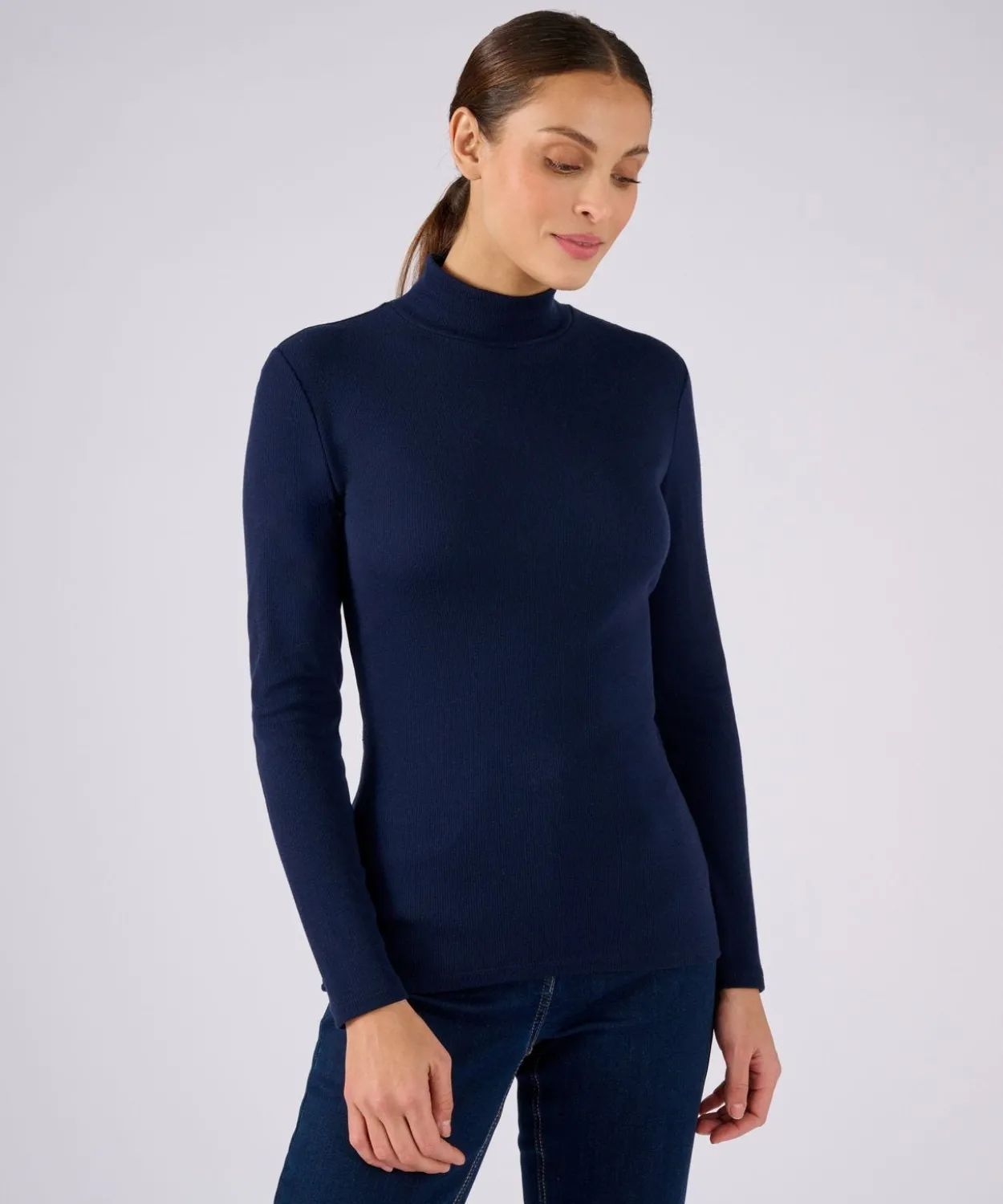 Sous-pull col montant Thermolactyl et soie en maille côtelée