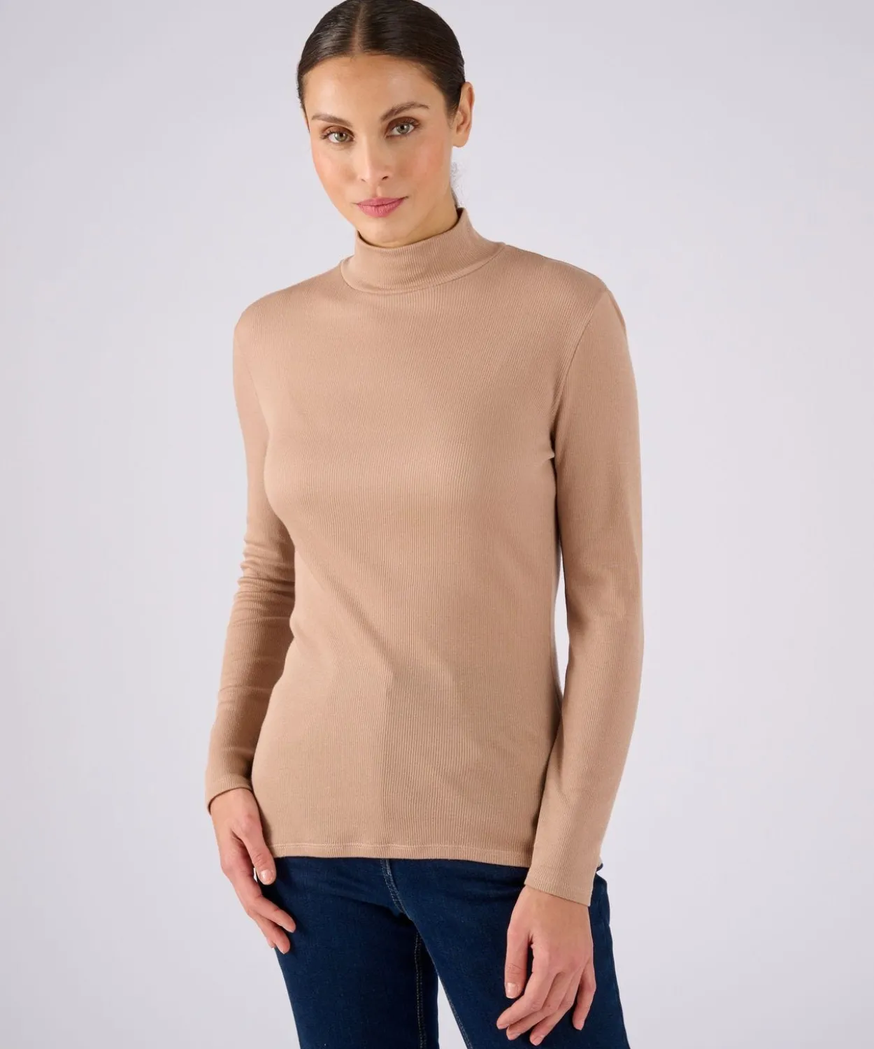 Sous-pull col montant Thermolactyl et soie en maille côtelée