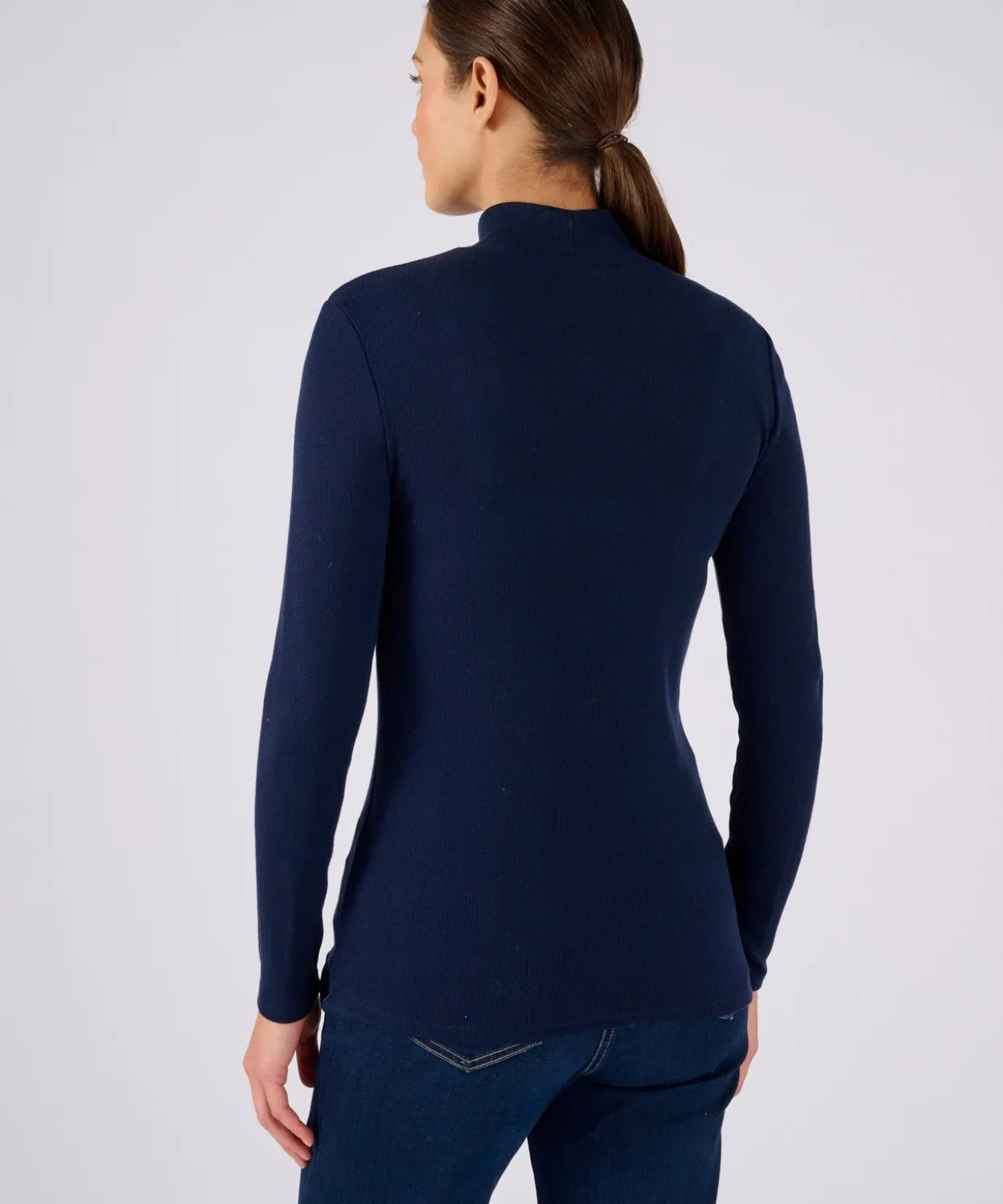Sous-pull col montant Thermolactyl et soie en maille côtelée