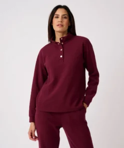 Sweat-shirt col montant pressionné côtes 1x1
